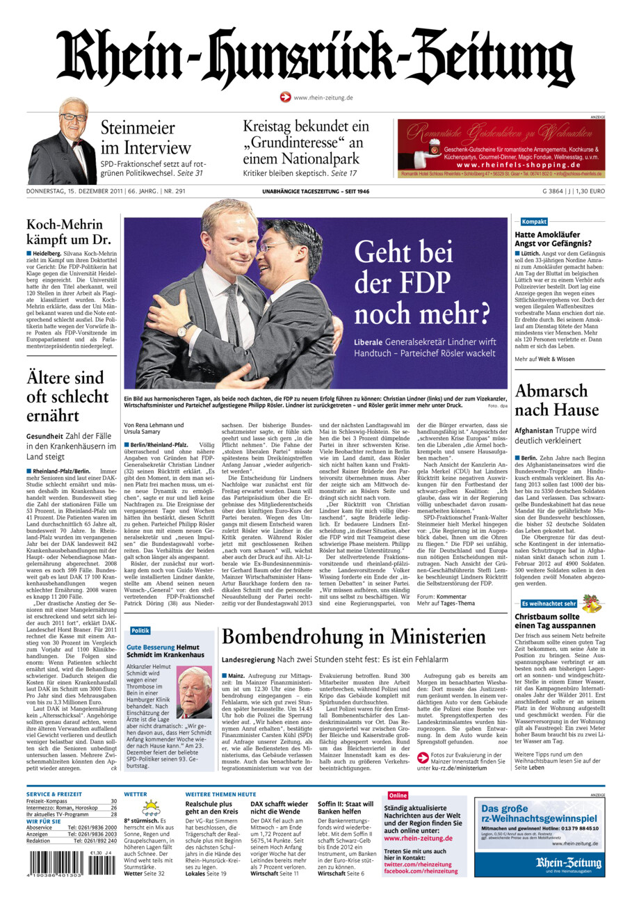 Rhein-Hunsrück-Zeitung vom Donnerstag, 15.12.2011
