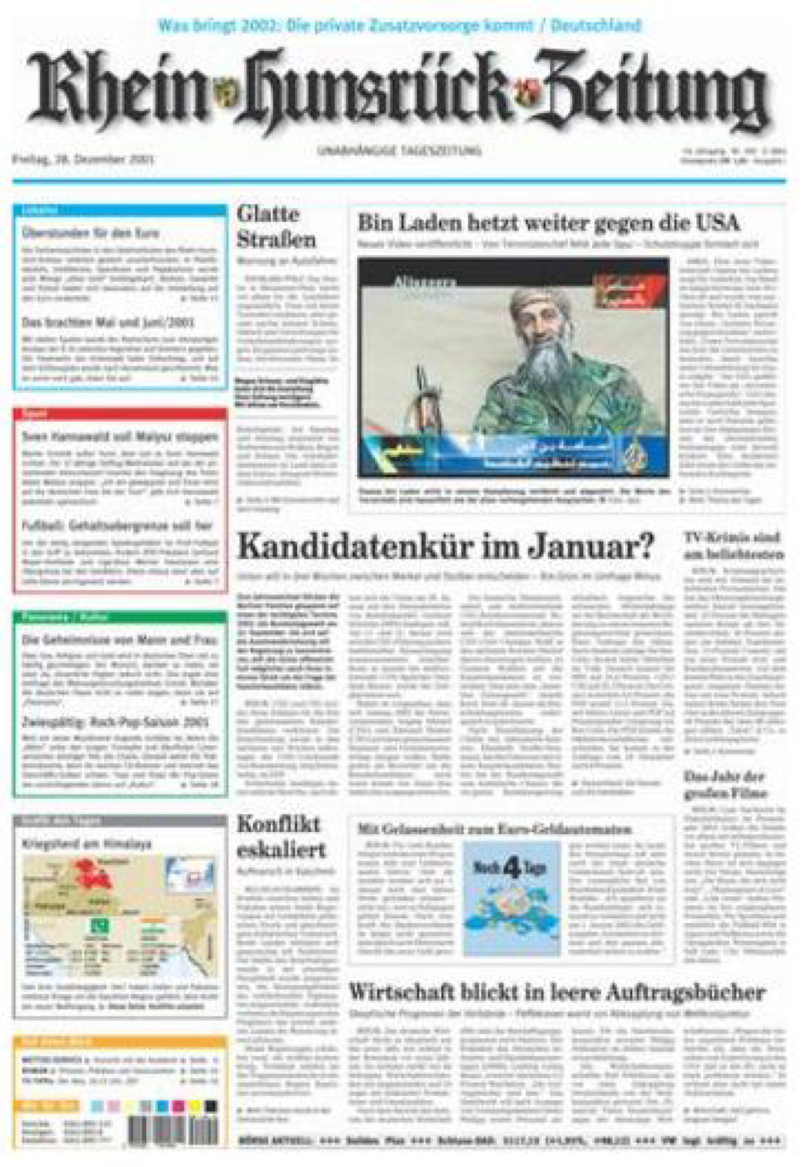 Rhein-Hunsrück-Zeitung vom Freitag, 28.12.2001