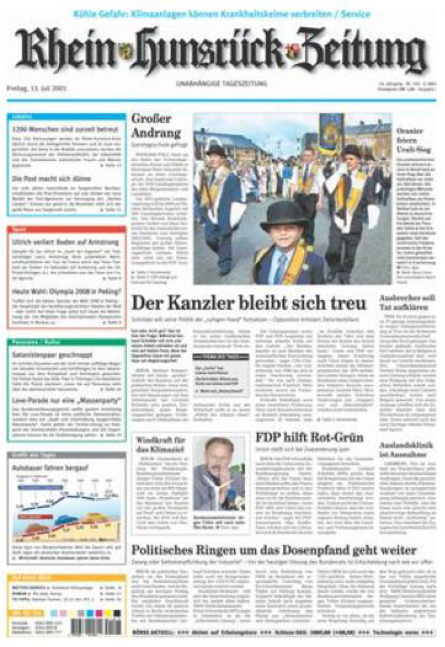 Rhein-Hunsrück-Zeitung vom Freitag, 13.07.2001