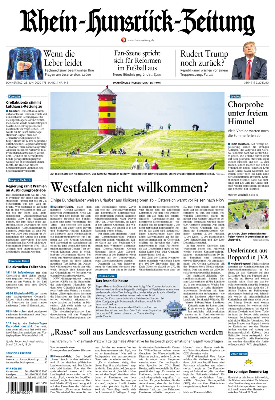 Rhein-Hunsrück-Zeitung vom Donnerstag, 25.06.2020
