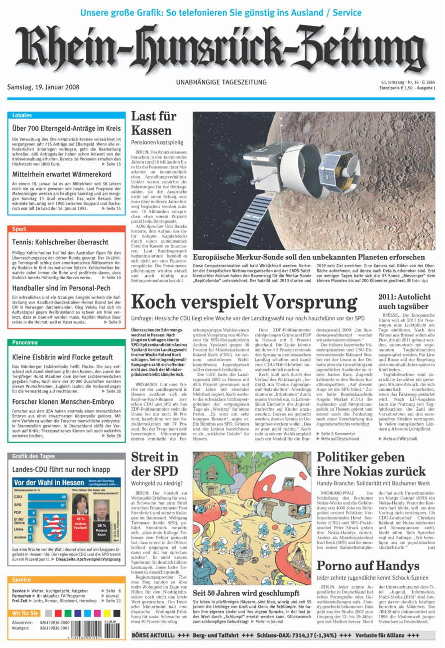 Rhein-Hunsrück-Zeitung vom Samstag, 19.01.2008