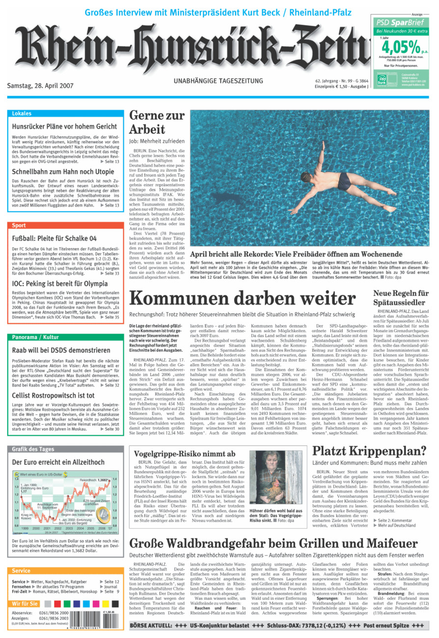Rhein-Hunsrück-Zeitung vom Samstag, 28.04.2007