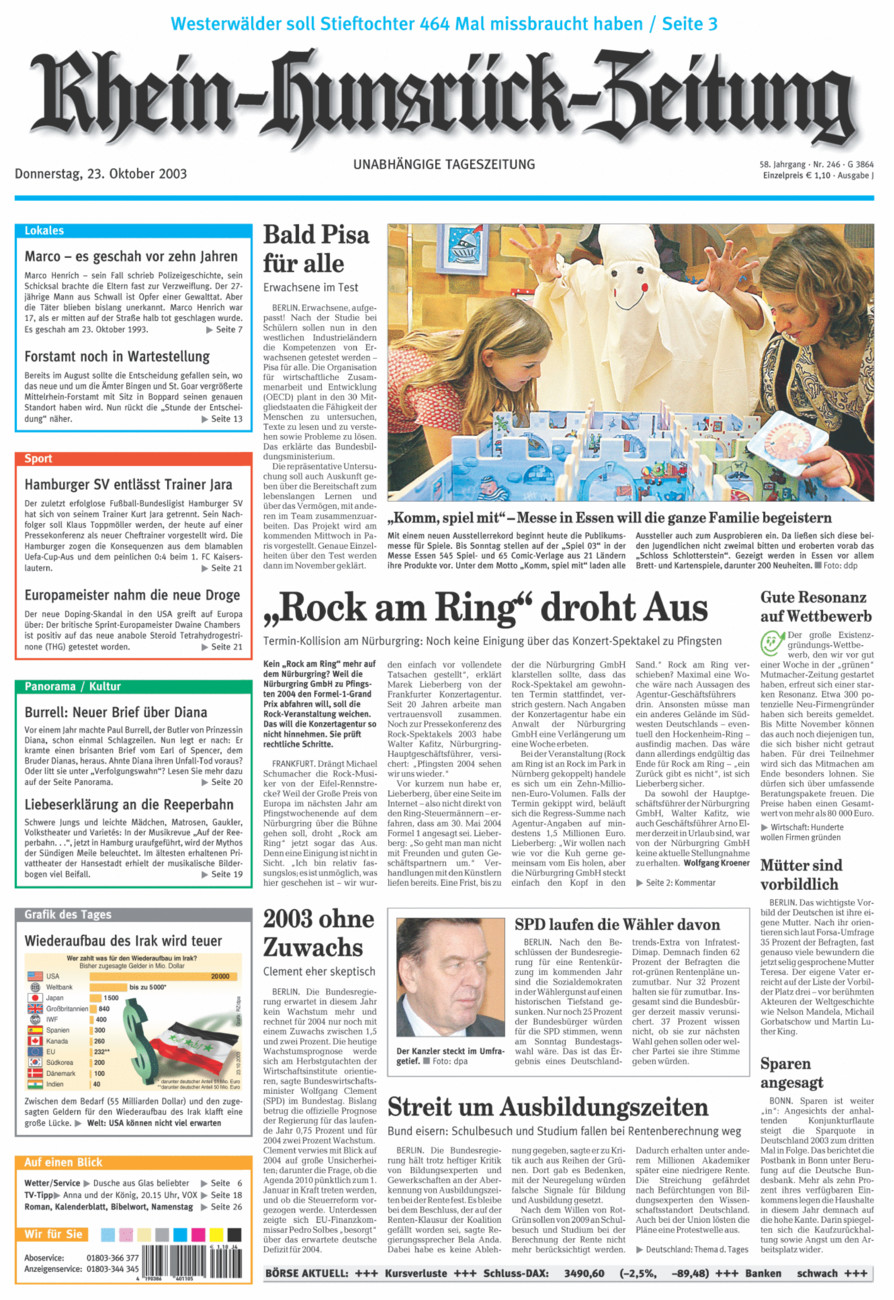 Rhein-Hunsrück-Zeitung vom Donnerstag, 23.10.2003