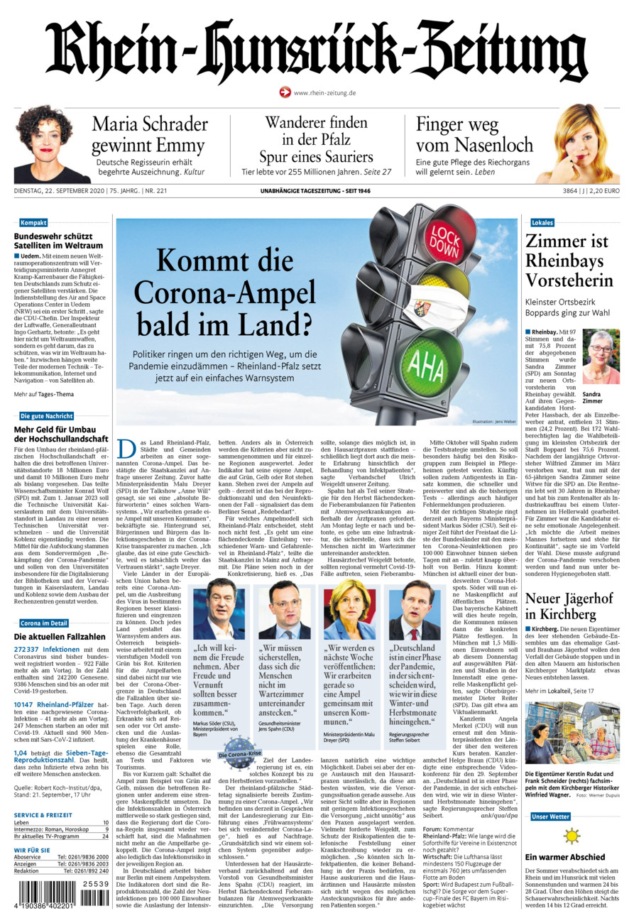 Rhein-Hunsrück-Zeitung vom Dienstag, 22.09.2020