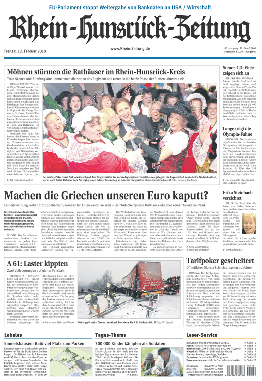 Rhein-Hunsrück-Zeitung vom Freitag, 12.02.2010