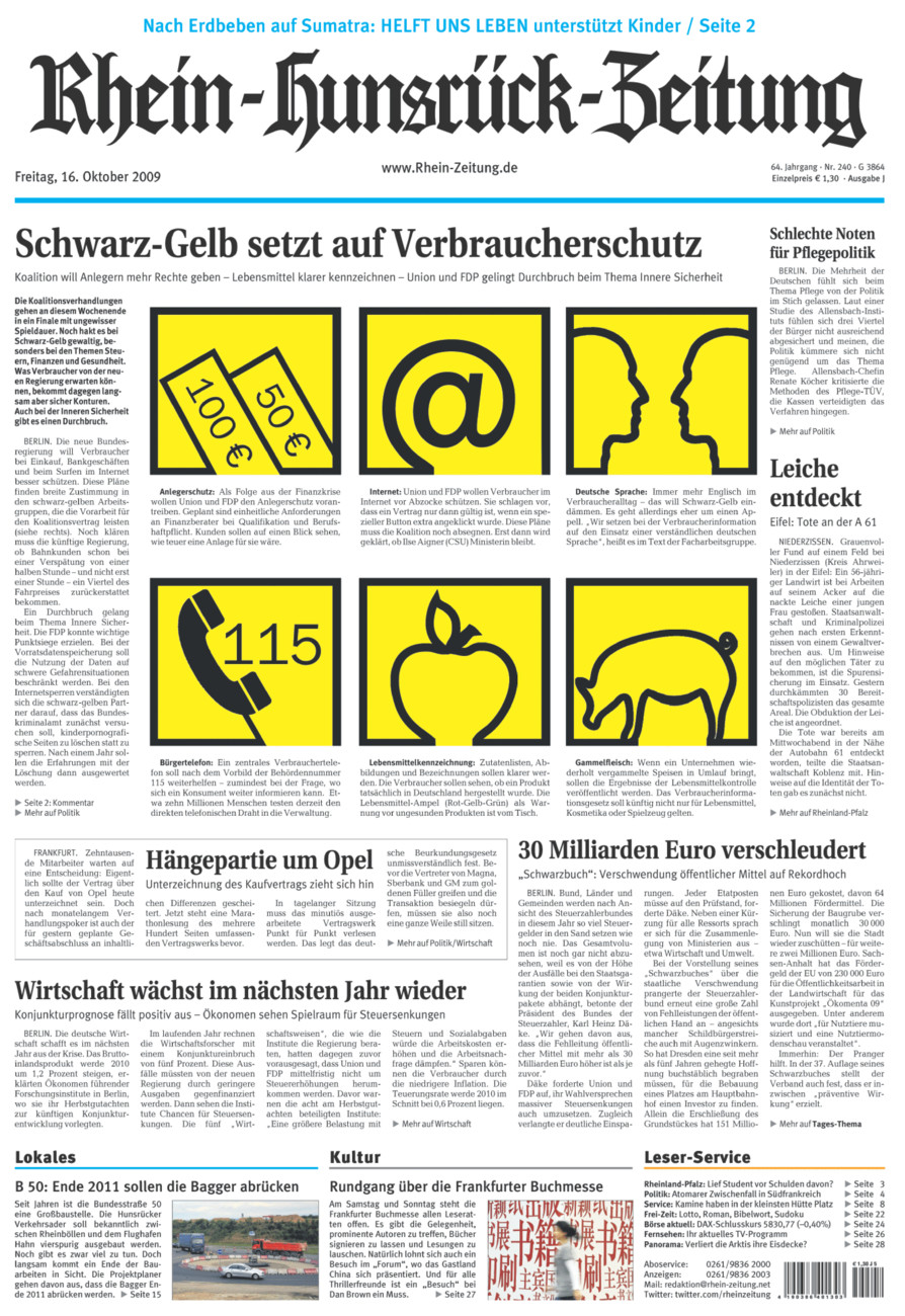 Rhein-Hunsrück-Zeitung vom Freitag, 16.10.2009
