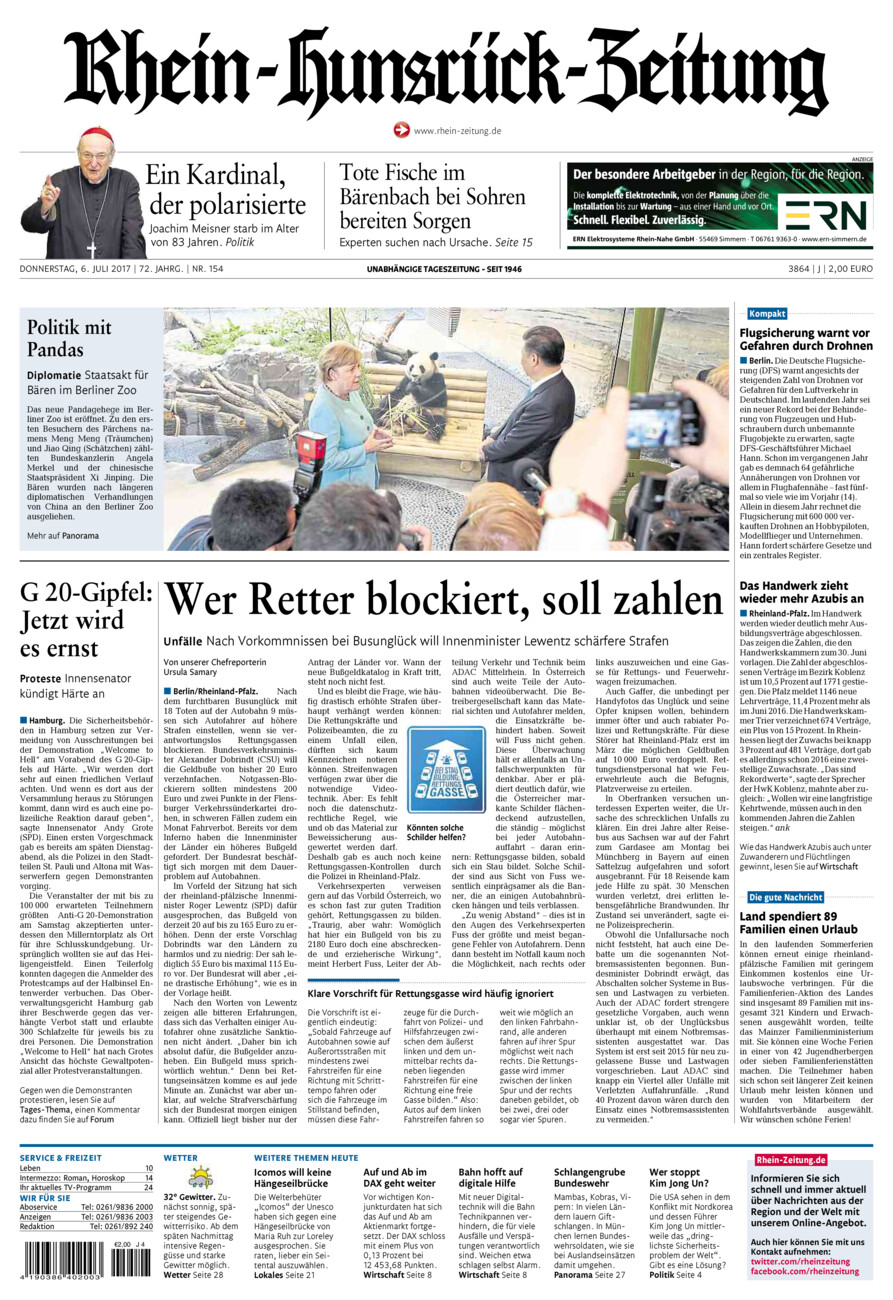 Rhein-Hunsrück-Zeitung vom Donnerstag, 06.07.2017