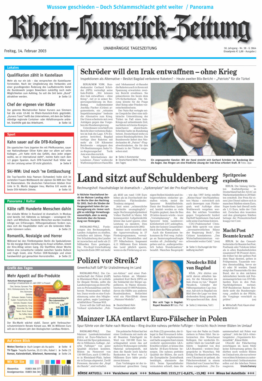 Rhein-Hunsrück-Zeitung vom Freitag, 14.02.2003