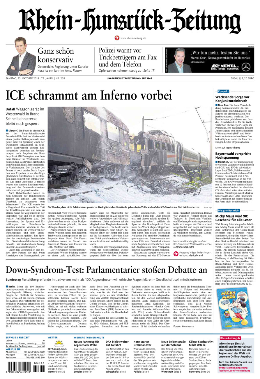 Rhein-Hunsrück-Zeitung vom Samstag, 13.10.2018