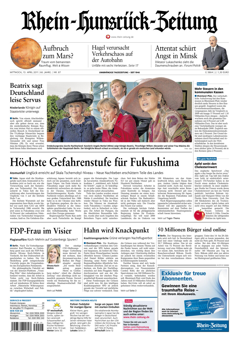 Rhein-Hunsrück-Zeitung vom Mittwoch, 13.04.2011