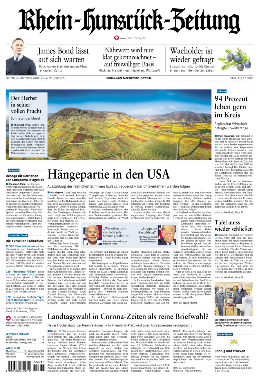 Rhein-Hunsrück-Zeitung vom Freitag, 06.11.2020