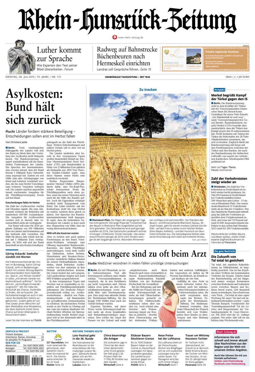 Rhein-Hunsrück-Zeitung vom Dienstag, 28.07.2015