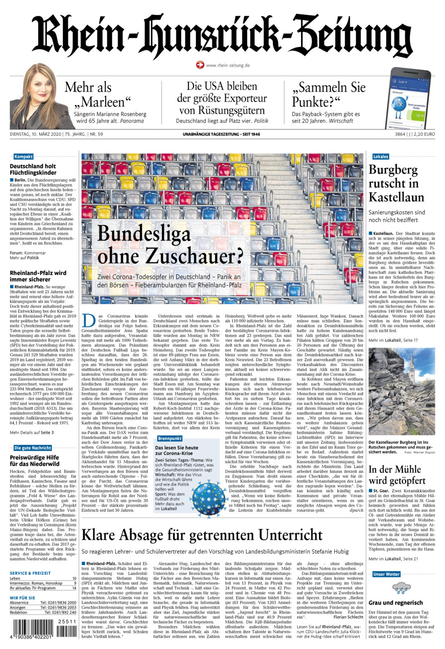 Rhein-Hunsrück-Zeitung vom Dienstag, 10.03.2020