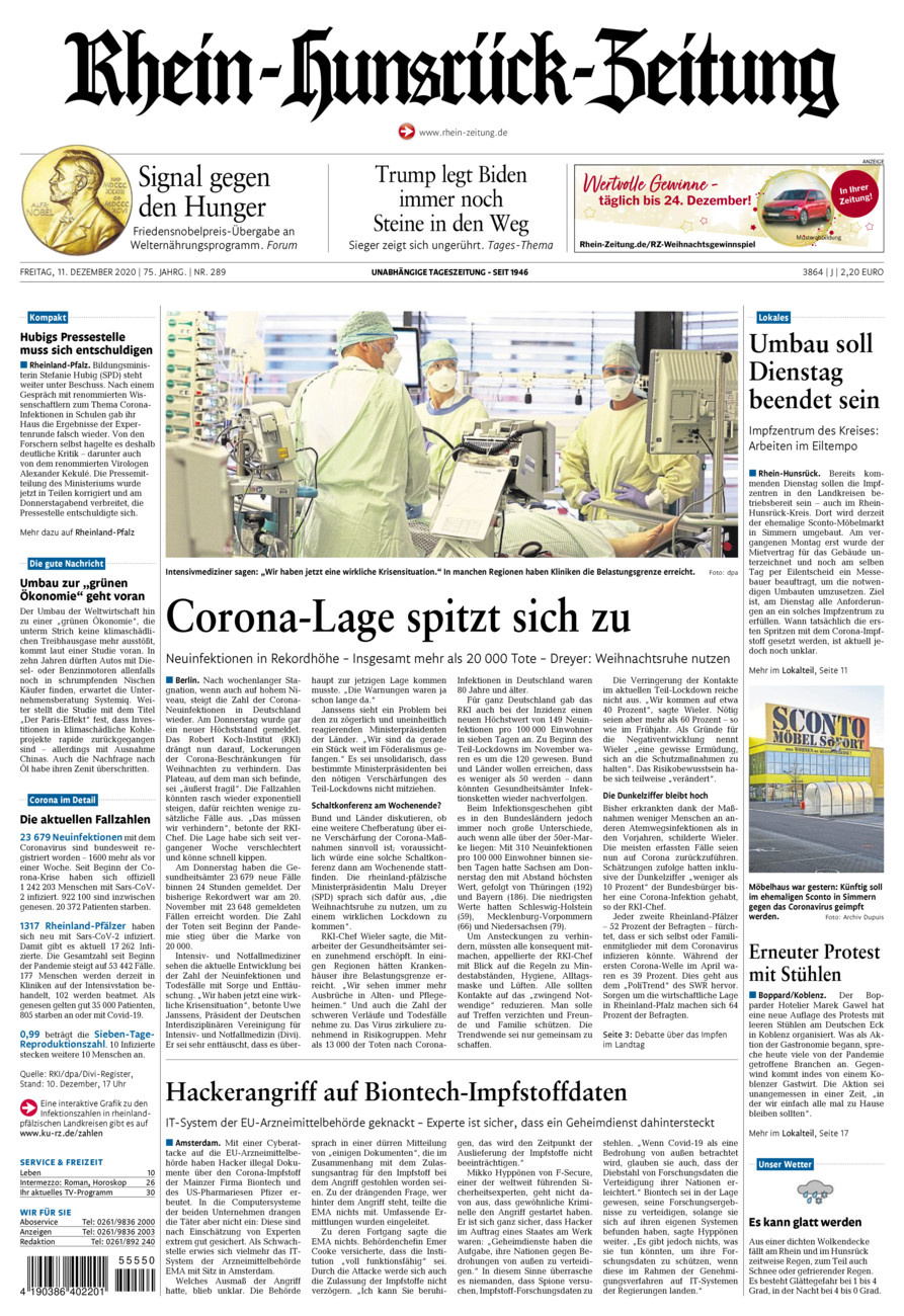 Rhein-Hunsrück-Zeitung vom Freitag, 11.12.2020