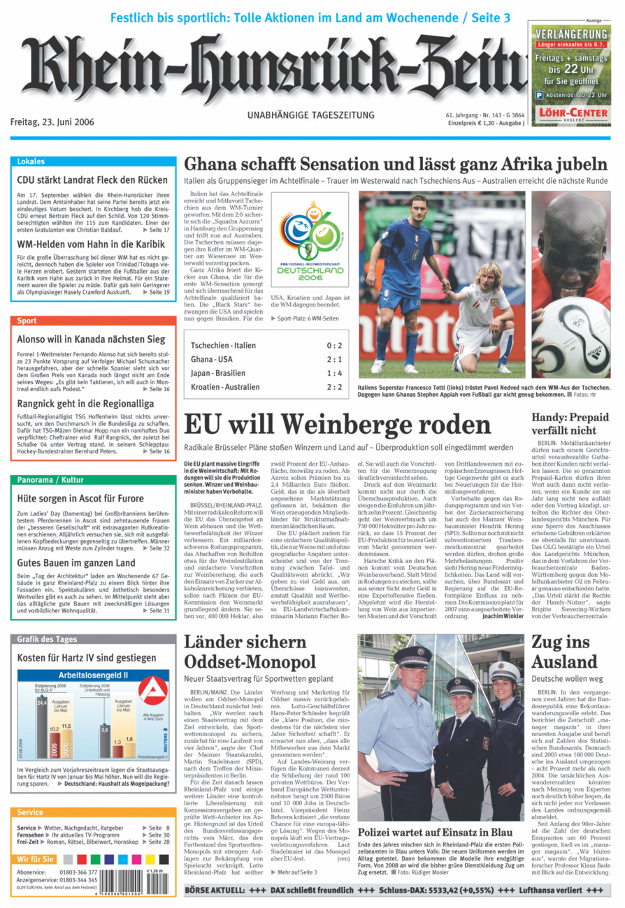Rhein-Hunsrück-Zeitung vom Freitag, 23.06.2006