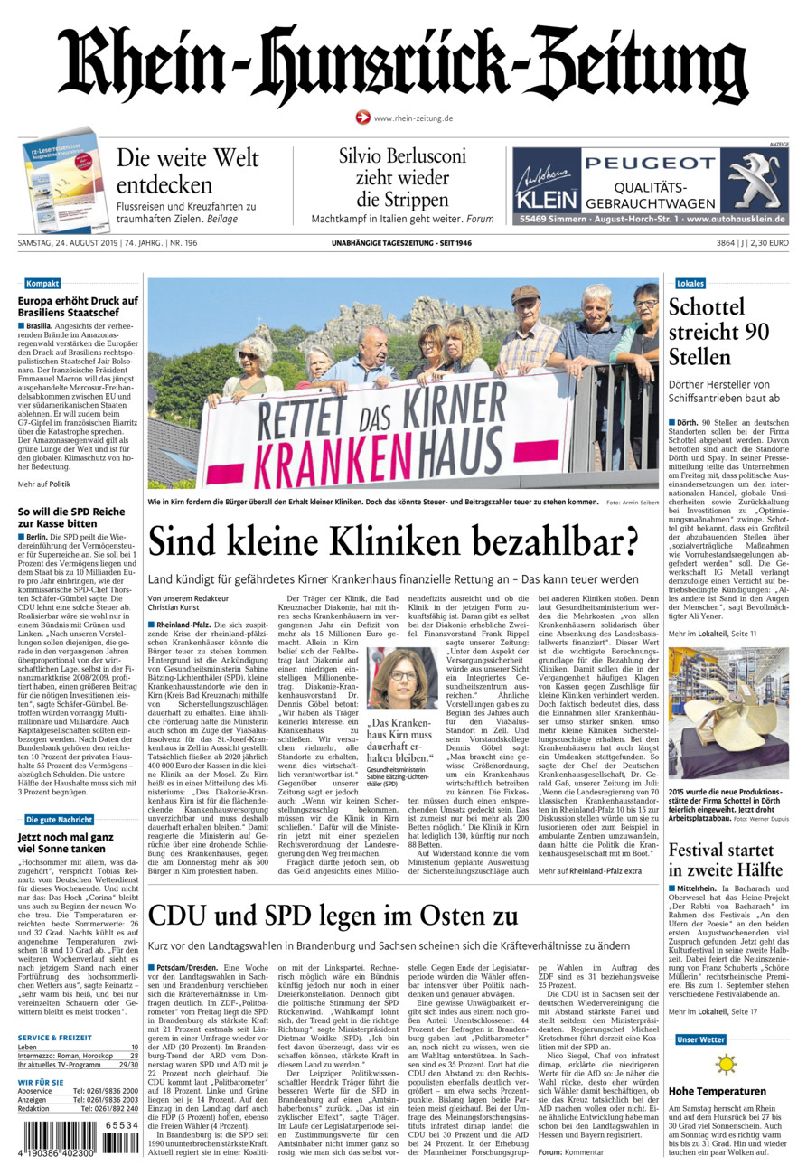 Rhein-Hunsrück-Zeitung vom Samstag, 24.08.2019