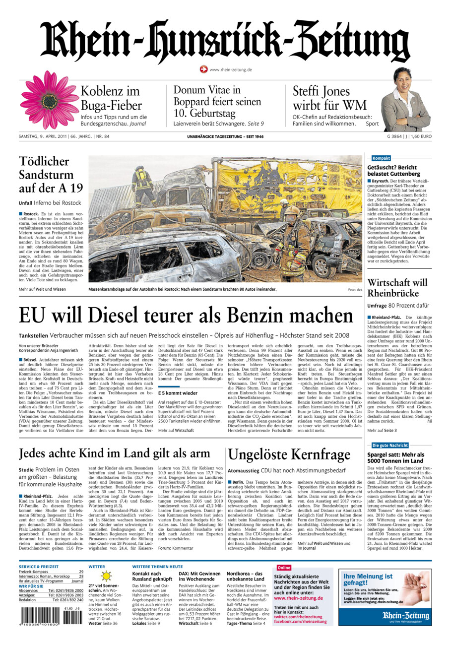 Rhein-Hunsrück-Zeitung vom Samstag, 09.04.2011