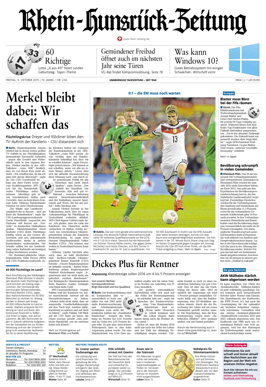Rhein-Hunsrück-Zeitung vom Freitag, 09.10.2015