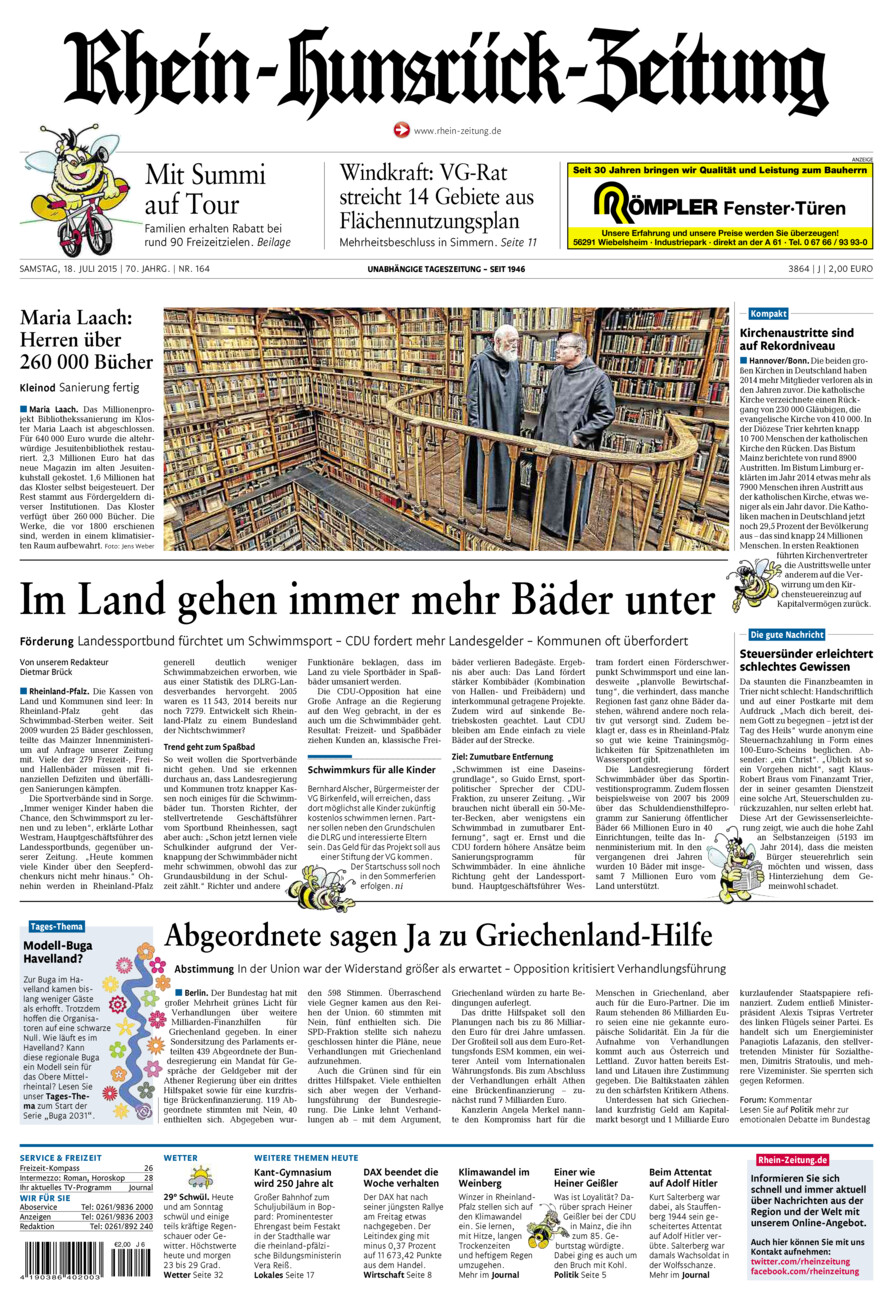 Rhein-Hunsrück-Zeitung vom Samstag, 18.07.2015