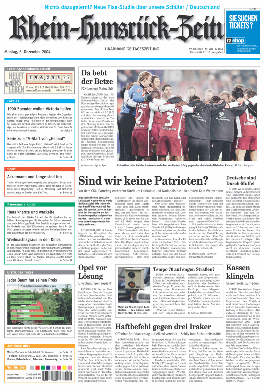 Rhein-Hunsrück-Zeitung vom Montag, 06.12.2004