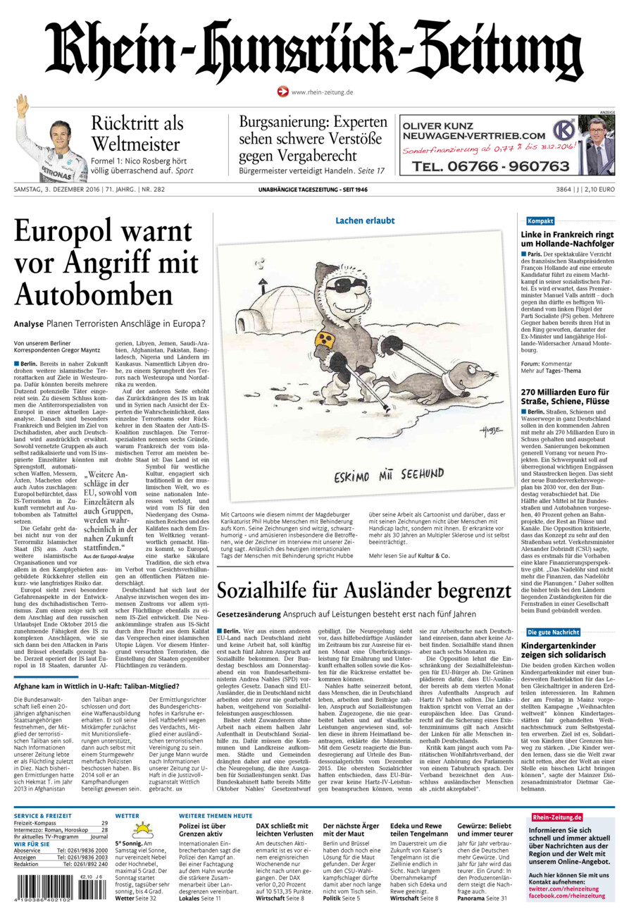 Rhein-Hunsrück-Zeitung vom Samstag, 03.12.2016