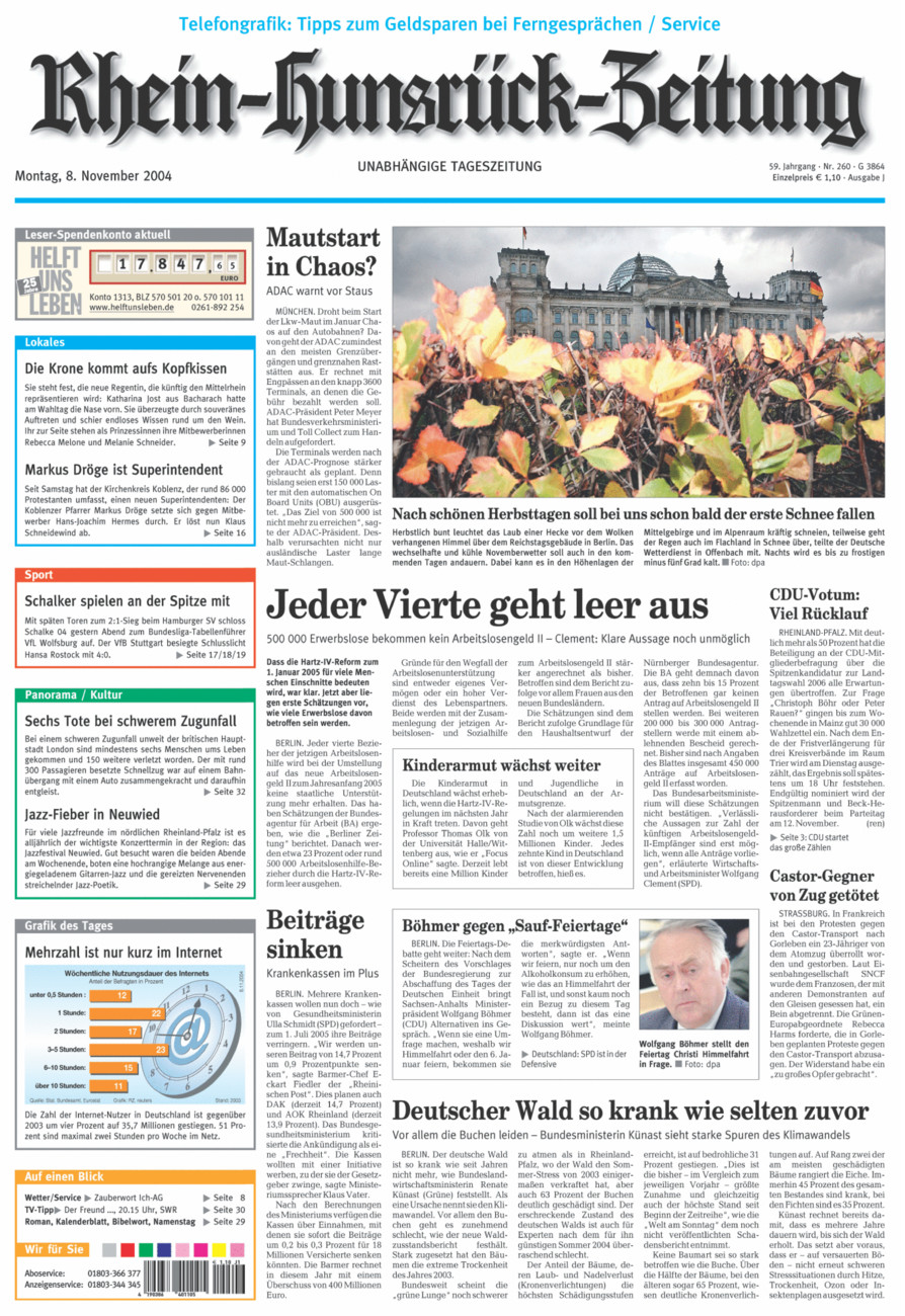Rhein-Hunsrück-Zeitung vom Montag, 08.11.2004