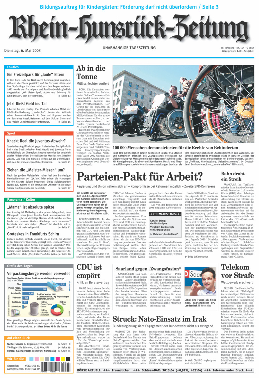 Rhein-Hunsrück-Zeitung vom Dienstag, 06.05.2003