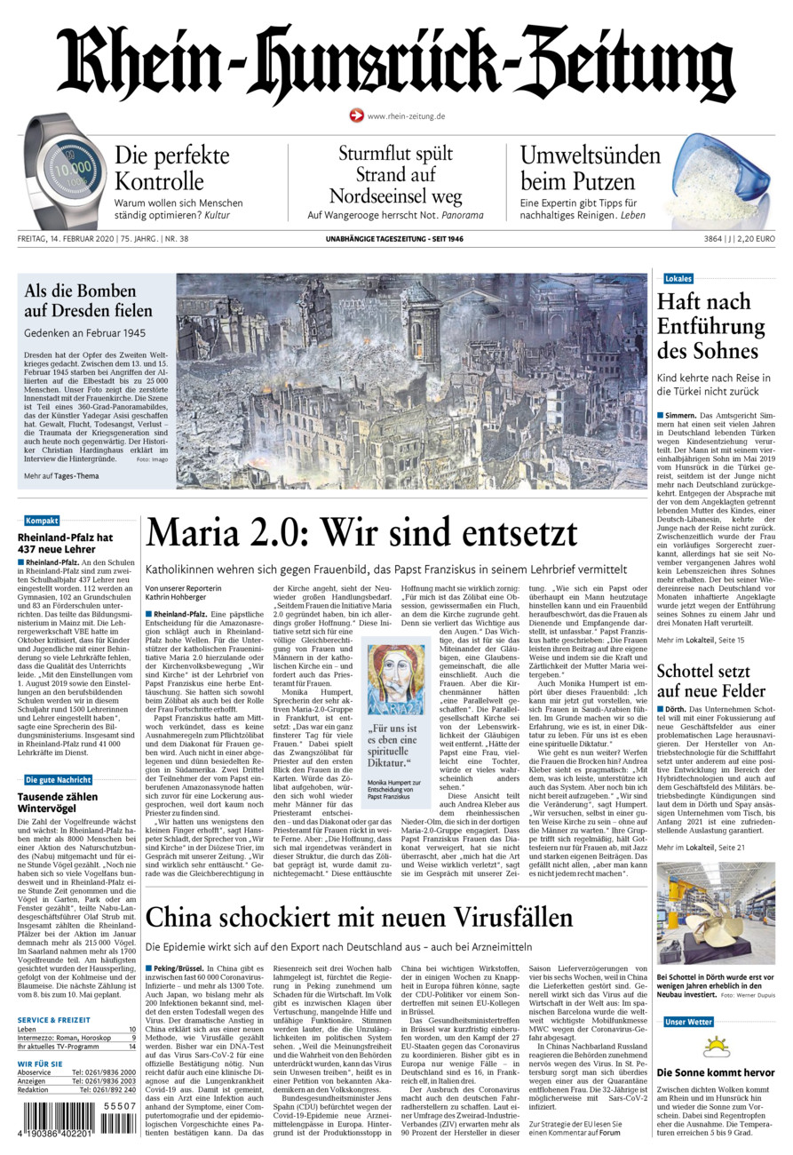 Rhein-Hunsrück-Zeitung vom Freitag, 14.02.2020
