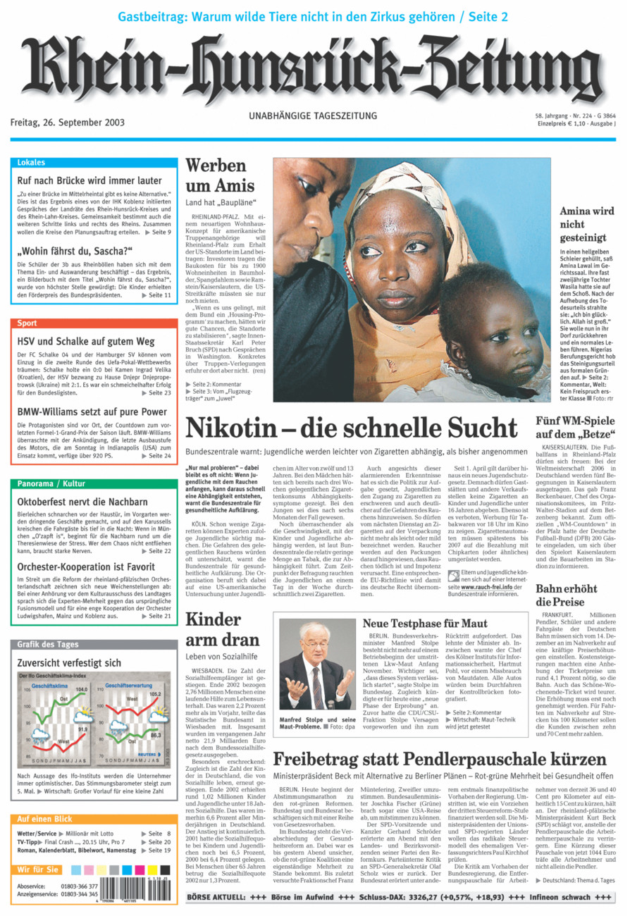 Rhein-Hunsrück-Zeitung vom Freitag, 26.09.2003