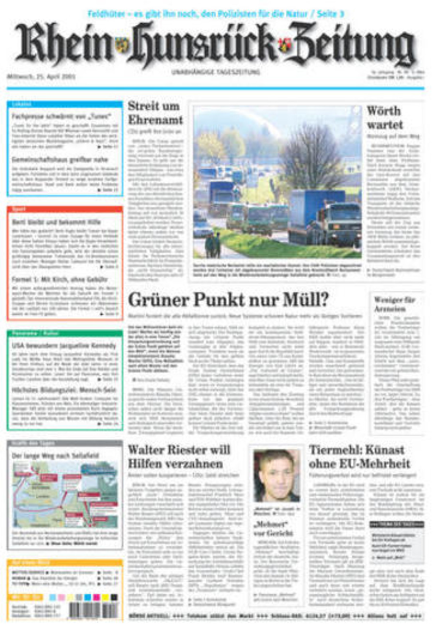 Rhein-Hunsrück-Zeitung vom Mittwoch, 25.04.2001