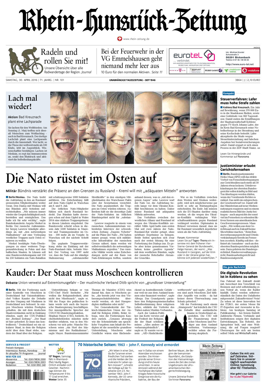 Rhein-Hunsrück-Zeitung vom Samstag, 30.04.2016