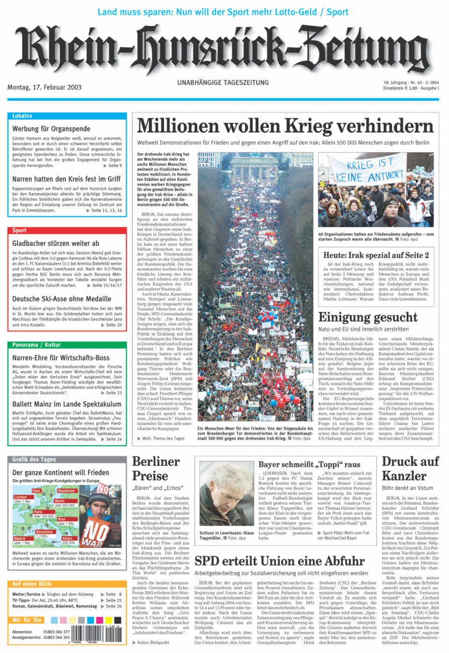 Rhein-Hunsrück-Zeitung vom Montag, 17.02.2003