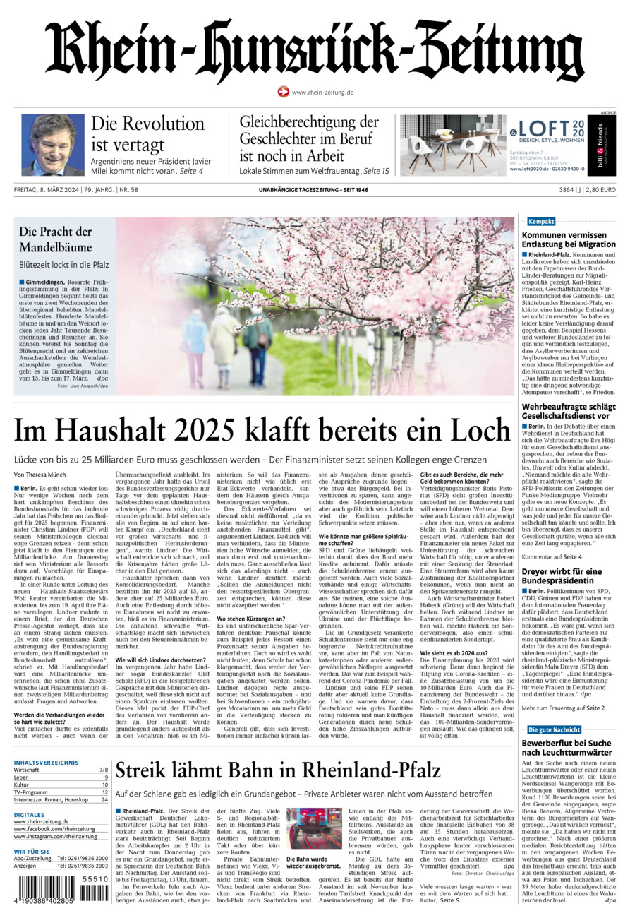 Rhein-Hunsrück-Zeitung vom Freitag, 08.03.2024