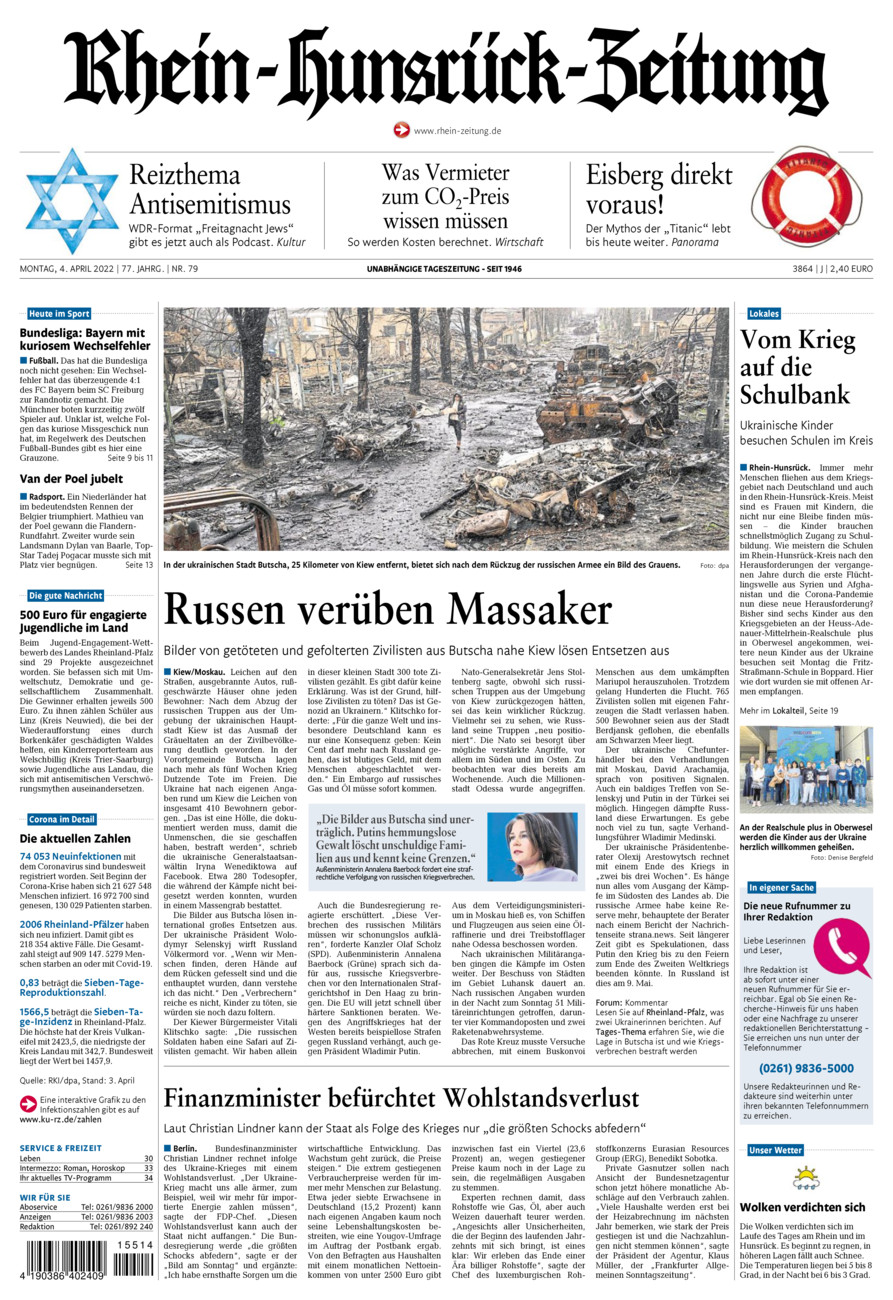 Rhein-Hunsrück-Zeitung vom Montag, 04.04.2022