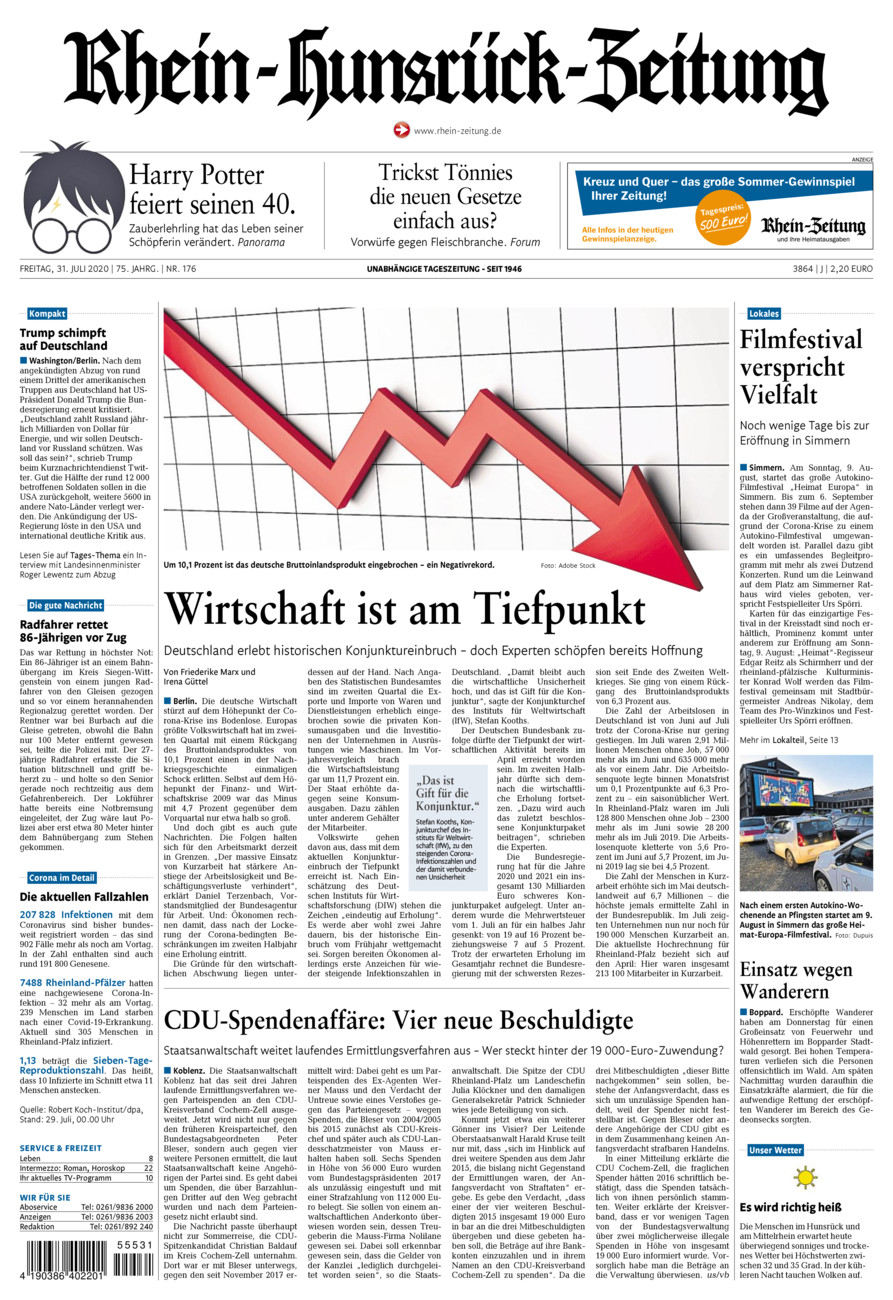 Rhein-Hunsrück-Zeitung vom Freitag, 31.07.2020