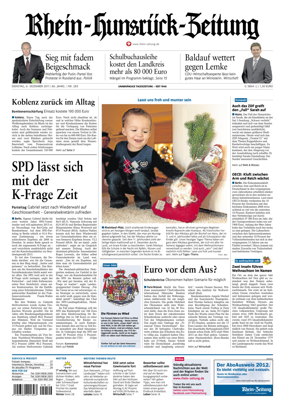 Rhein-Hunsrück-Zeitung vom Dienstag, 06.12.2011