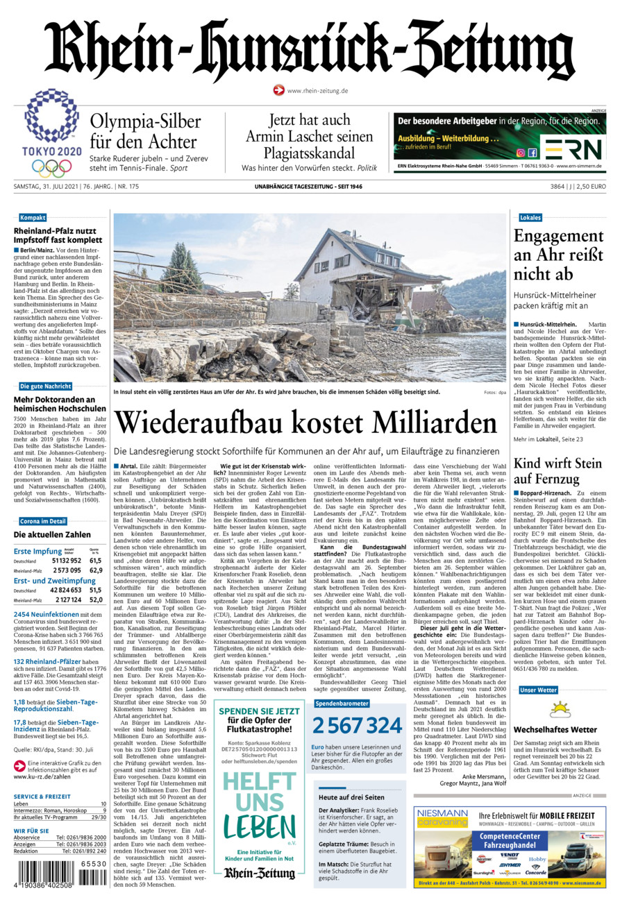 Rhein-Hunsrück-Zeitung vom Samstag, 31.07.2021