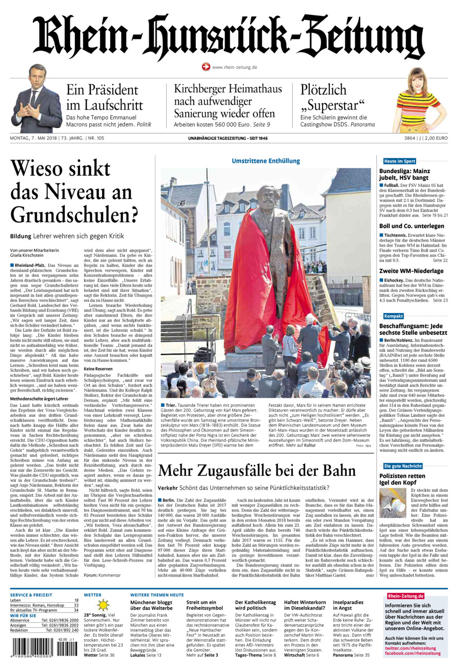 Rhein-Hunsrück-Zeitung vom Montag, 07.05.2018