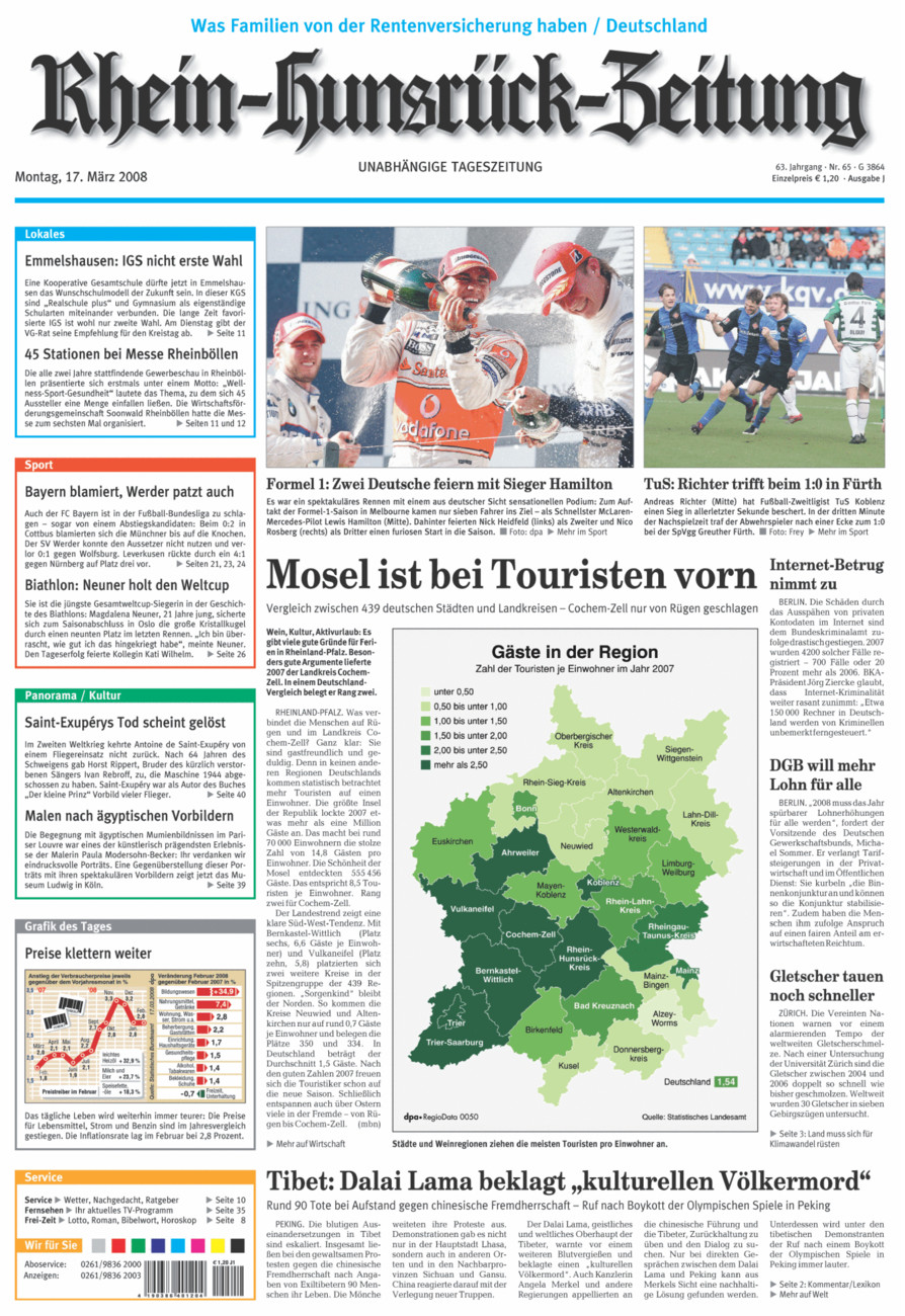 Rhein-Hunsrück-Zeitung vom Montag, 17.03.2008