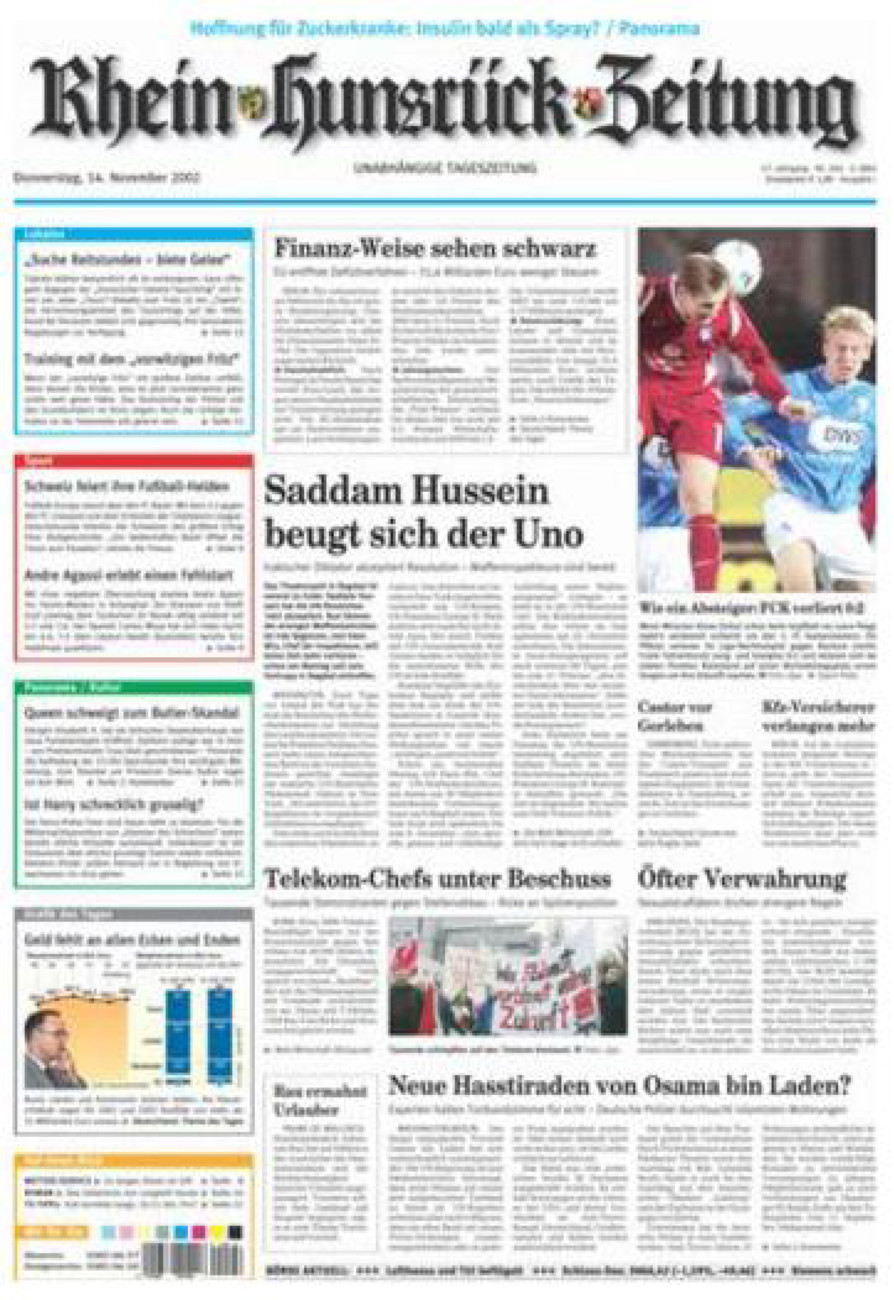 Rhein-Hunsrück-Zeitung vom Donnerstag, 14.11.2002