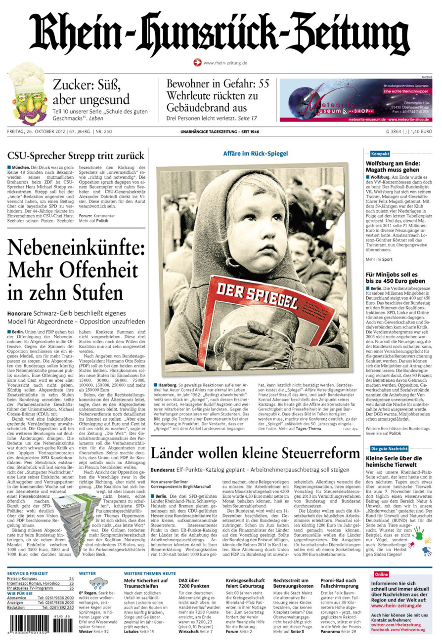 Rhein-Hunsrück-Zeitung vom Freitag, 26.10.2012