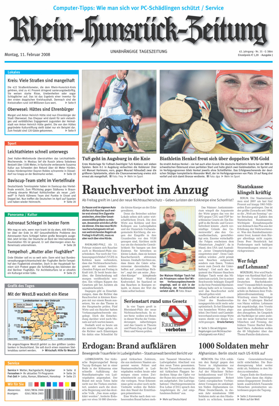 Rhein-Hunsrück-Zeitung vom Montag, 11.02.2008