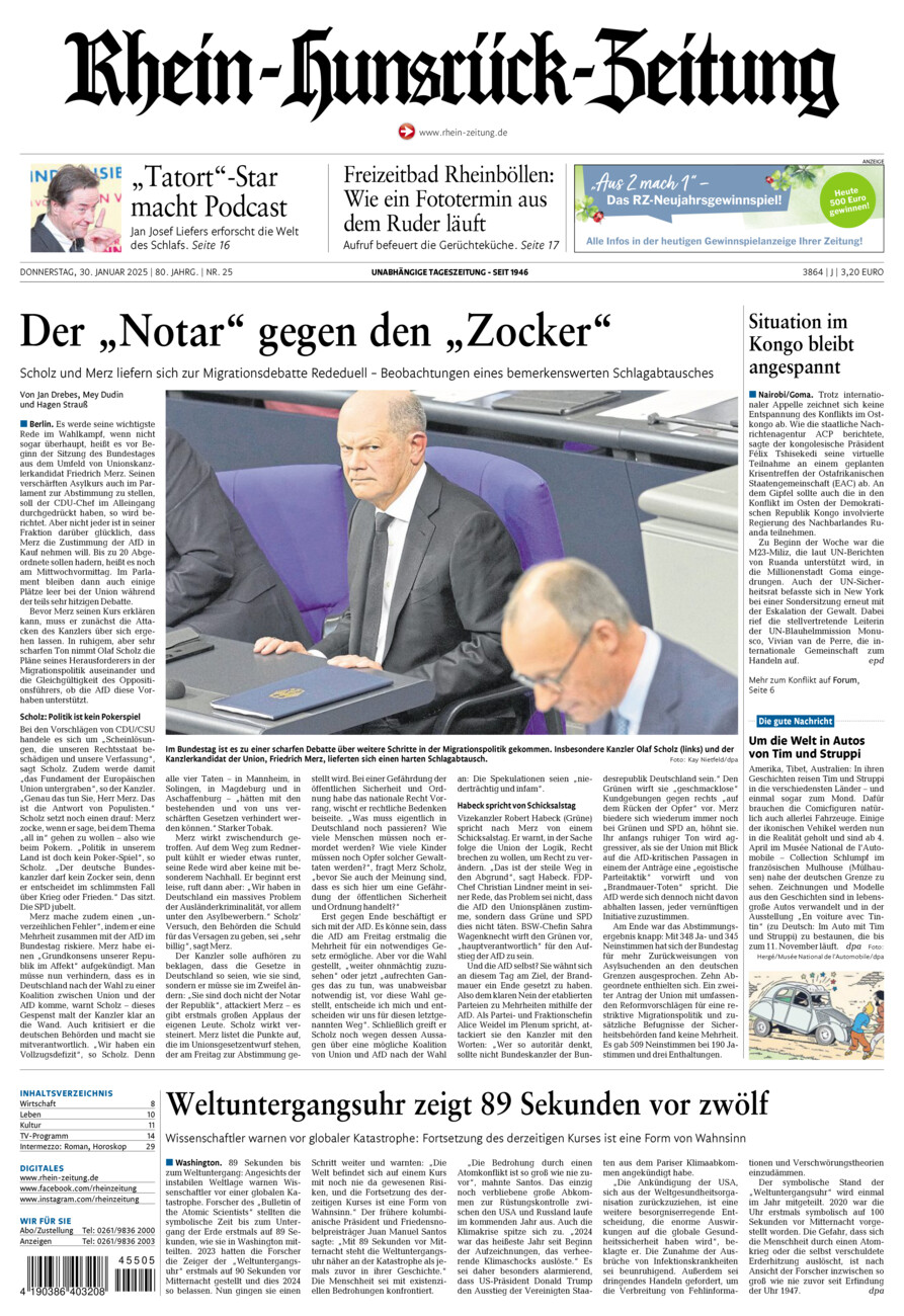 Rhein-Hunsrück-Zeitung vom Donnerstag, 30.01.2025