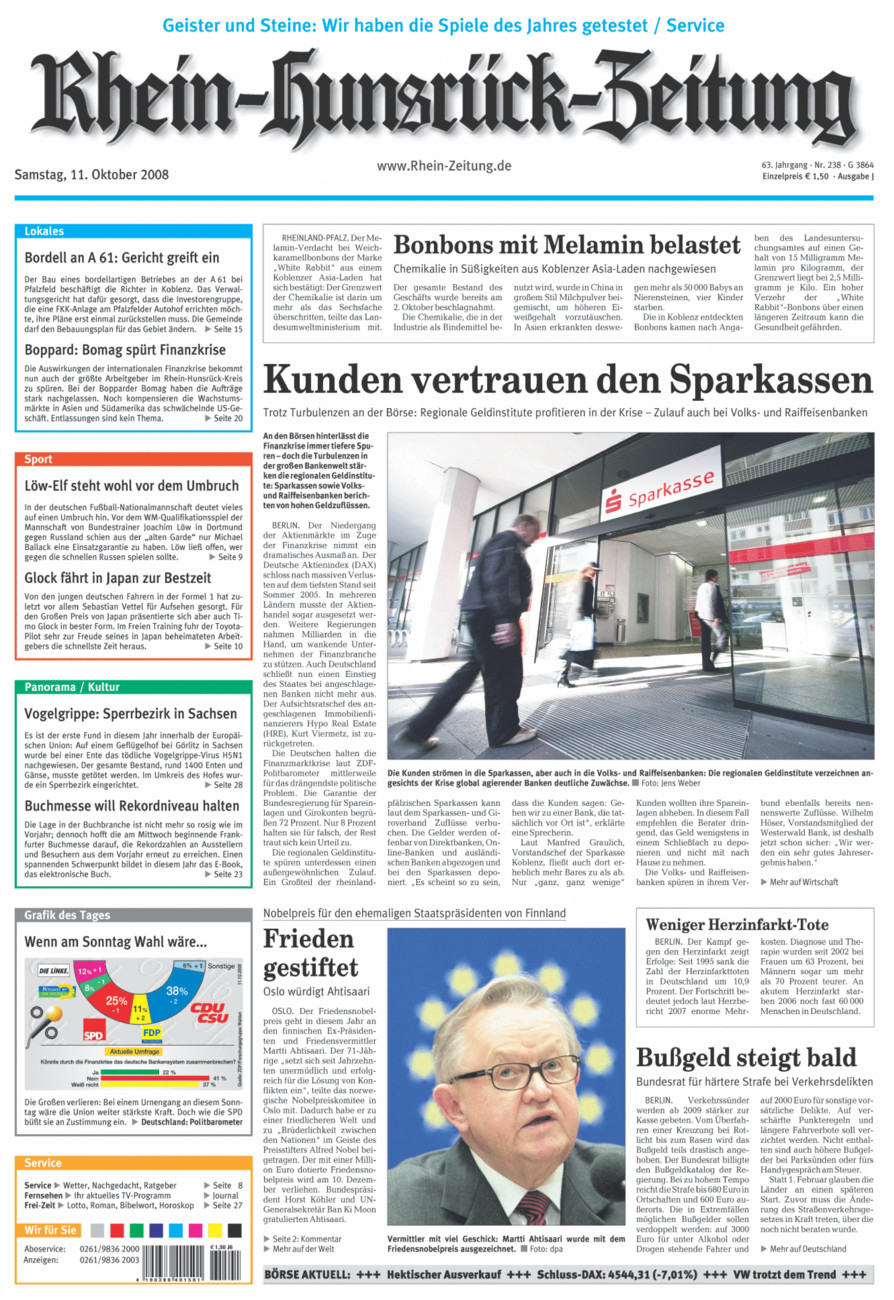 Rhein-Hunsrück-Zeitung vom Samstag, 11.10.2008