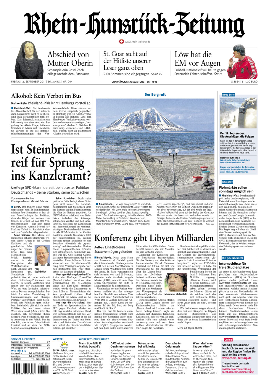 Rhein-Hunsrück-Zeitung vom Freitag, 02.09.2011