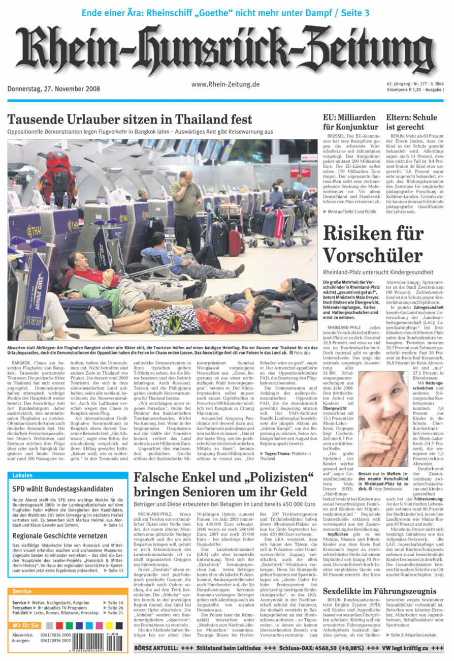 Rhein-Hunsrück-Zeitung vom Donnerstag, 27.11.2008