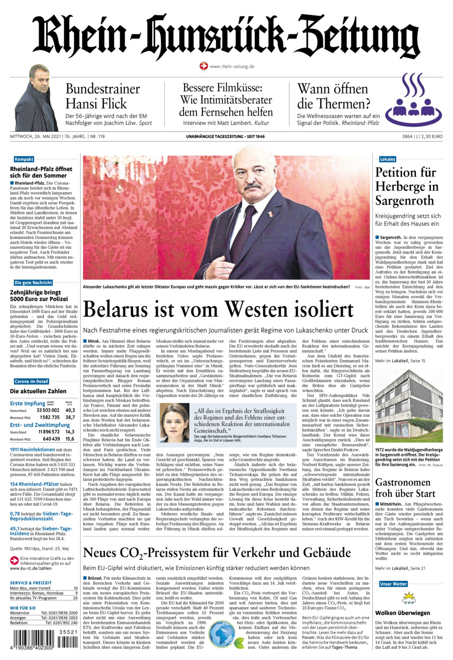 Rhein-Hunsrück-Zeitung vom Mittwoch, 26.05.2021