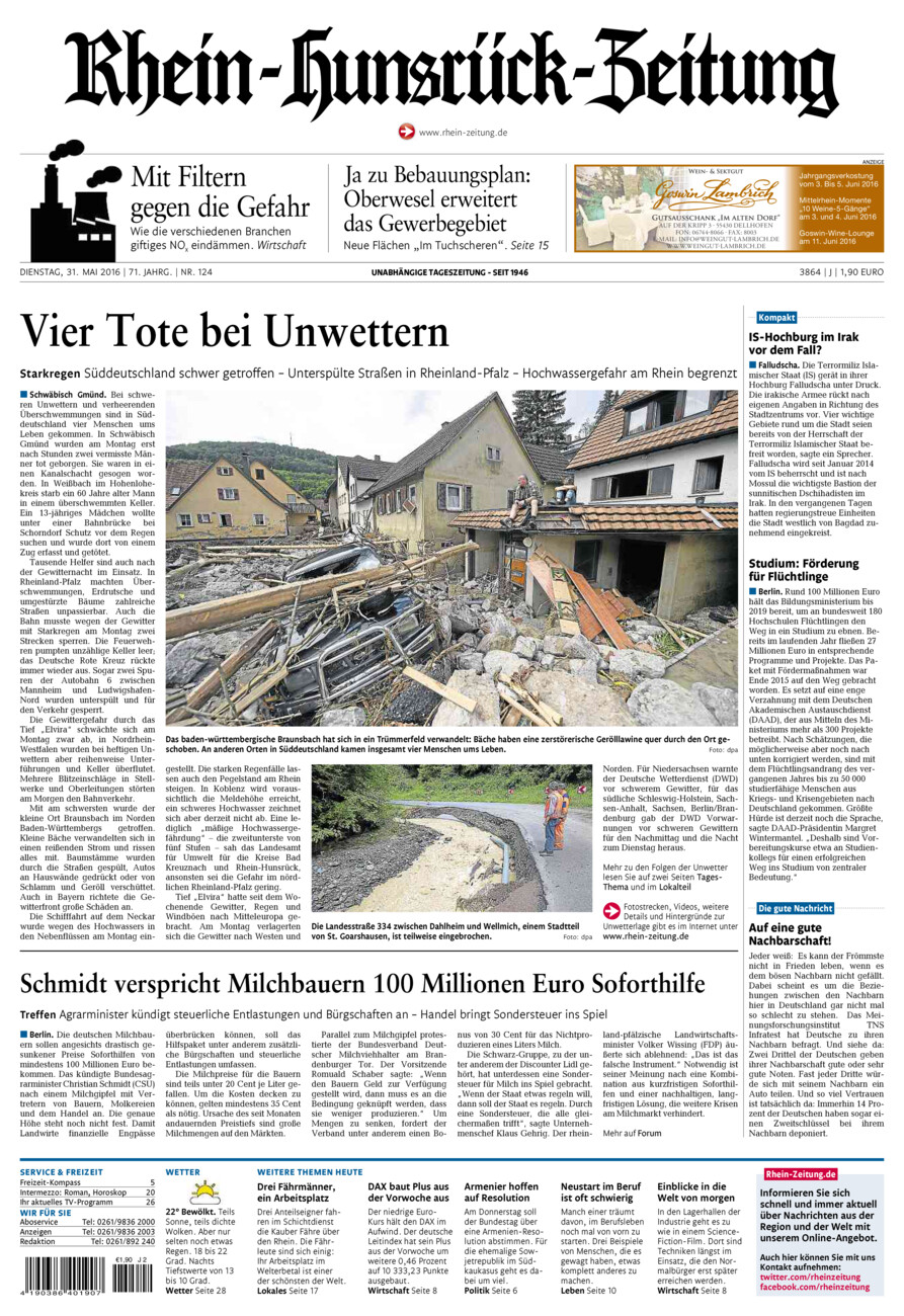 Rhein-Hunsrück-Zeitung vom Dienstag, 31.05.2016