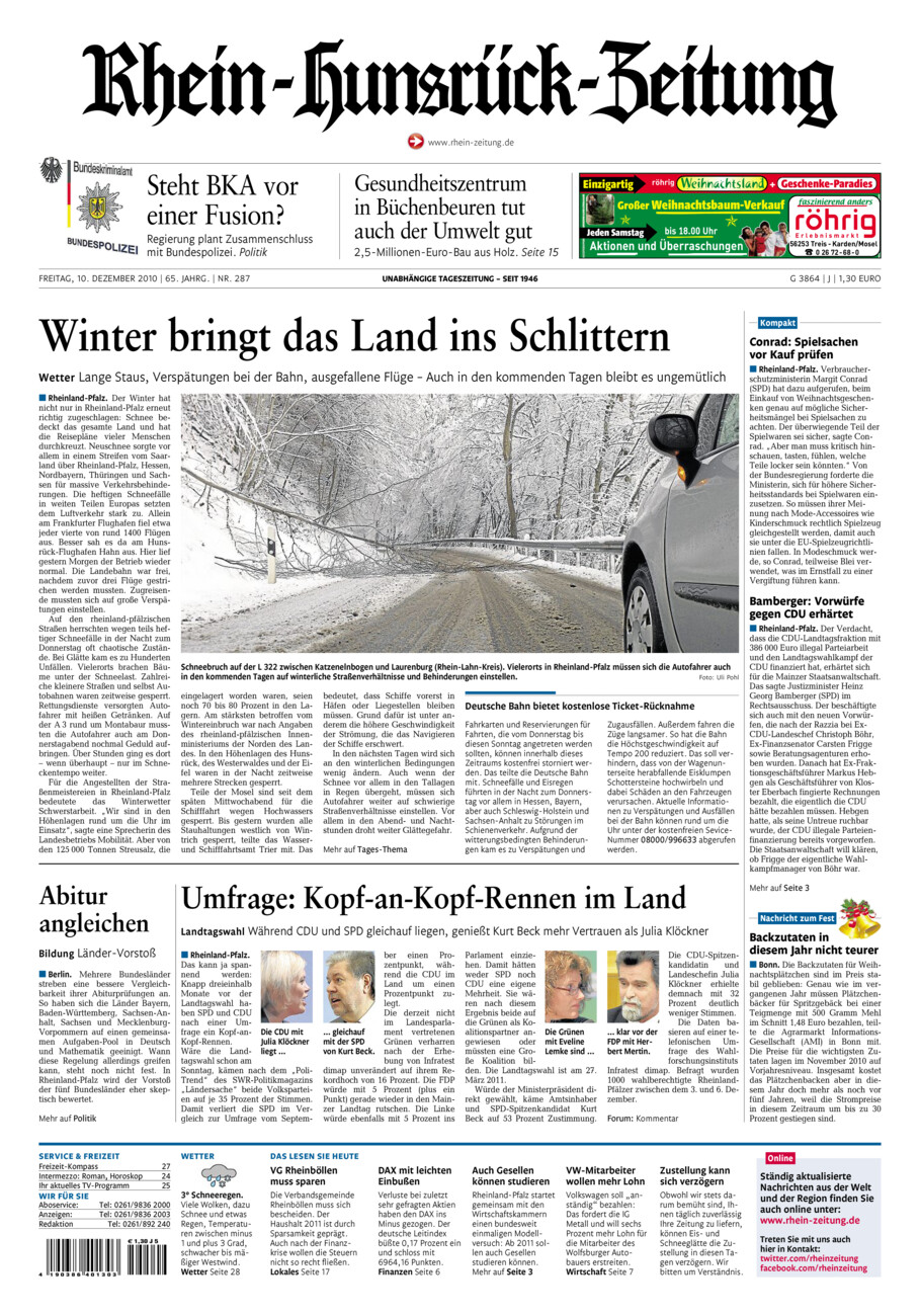 Rhein-Hunsrück-Zeitung vom Freitag, 10.12.2010