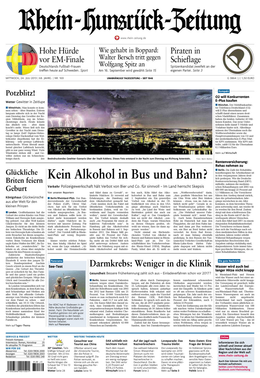 Rhein-Hunsrück-Zeitung vom Mittwoch, 24.07.2013